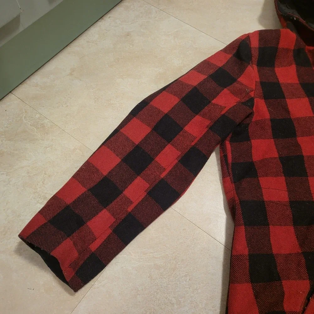 Levis Mens XL Wool Blend Buffalo Quilted Hooded Plaid Jacket Coat VERY RARE - Picture 10 of 16